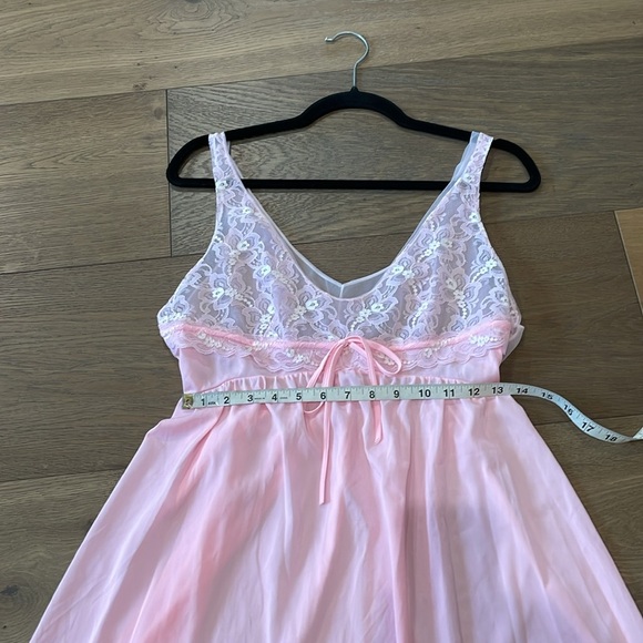 Vintage Montgomery Ward Pink Lace Slip Nightgown Dress Size Large Made In USA - Picture 12 of 13